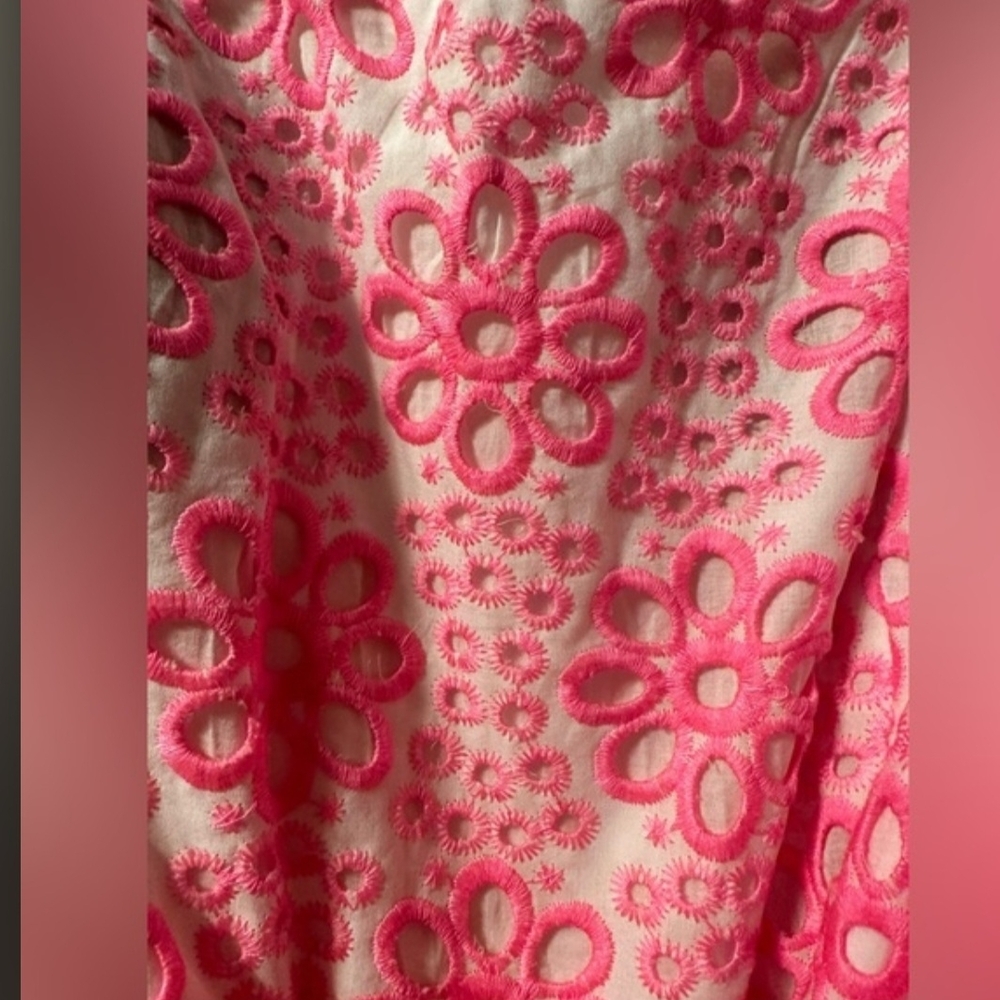 Lilly Pulitzer Edith Eyelet Midi Dress Soleil Pink Funflower Eyelet Size 10 - Picture 4 of 5